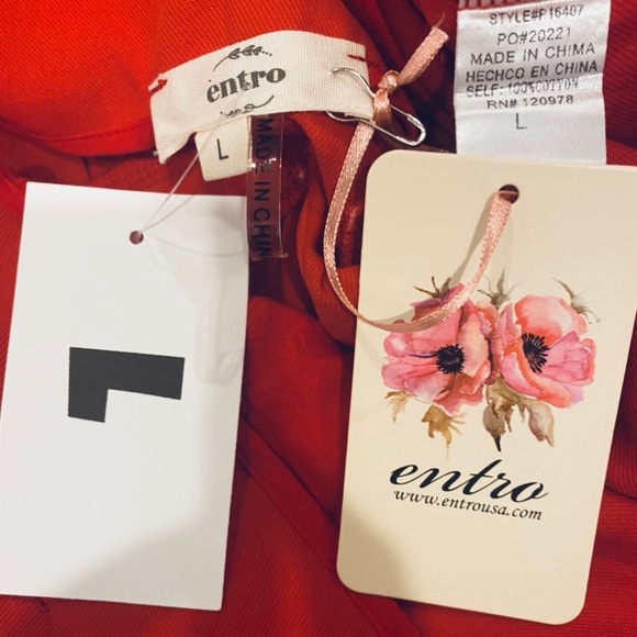 Entro Red Paper Bag Style Shorts Removable Tie Belt Faux Back Pockets NWT - Picture 11 of 11